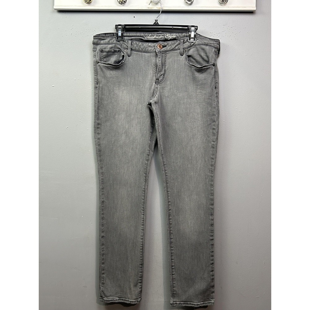 American Eagle Skinny‎ Jeans Women 16 Grey Stretch Denim Mid Rise Casual Pant